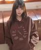 Bear O Clock Embroidered Hoodie Ahp1217 (Brown)
