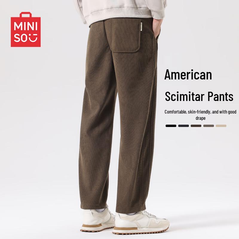 MINISO Men's Cleanfit Corduroy Curved Leg Casual Pants