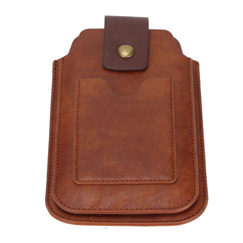 Pánské pouzdro na telefon z PU kůže Retro Univerzální pouzdro Ledvinka Pouzdro s klipem na opasek Kroužkem a karabinou pro venkovní použití Hnědé