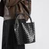 Neue Stil Damen Tasche Echtes Leder Handtasche Damen Vielseitige Gestrickte Bucket Ein Schulter Umhängetasche Damen