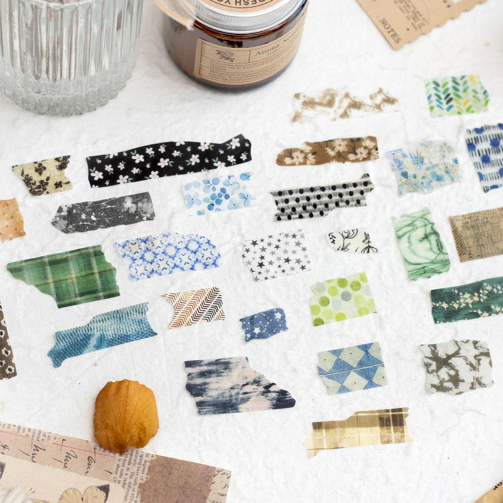 5*200cm Vintage Botanical Washi Tape, Fabric-Texture Repeat Pattern, Artistic Journal Decorations