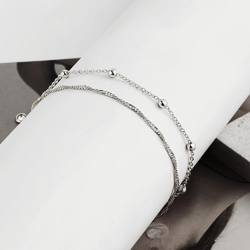 Gold Anklets for Women Waterproof Anklet Beaded Bracelets Stackable Bracelets Gold Plated Jewelry Gifts Non Tarnish Lightweight