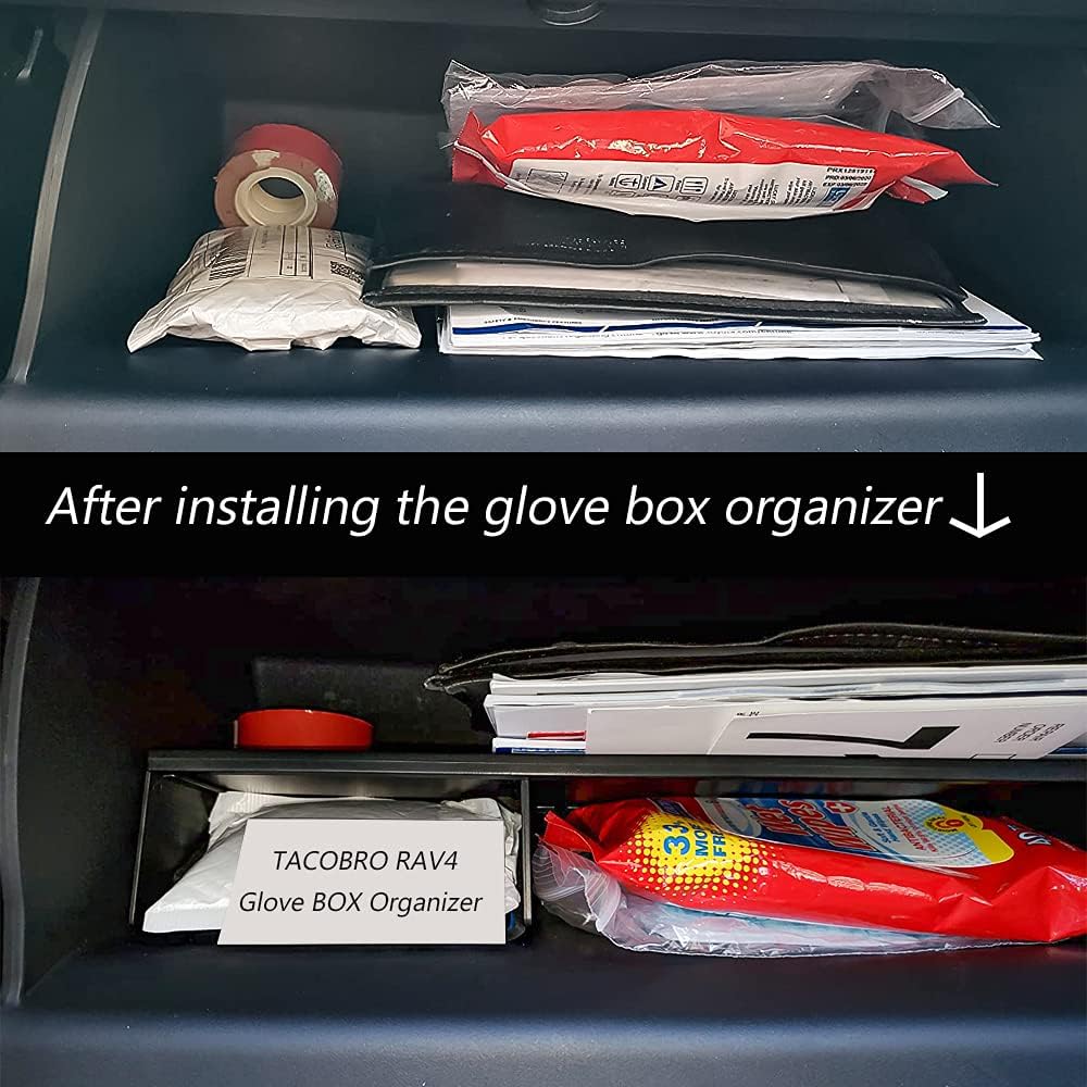 TACORBO Glove Box Organizer Compatible With RAV4 2025 2024      Accessories, Ert Glove Compartment Dividers Black ABS Materials – Not For Large
