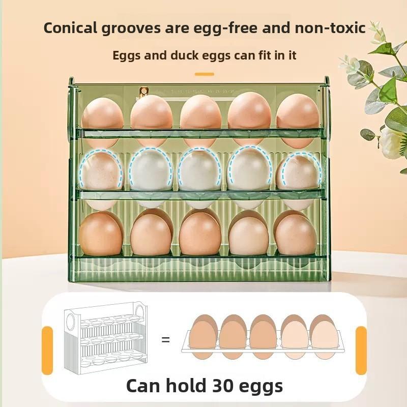 Automatic Egg Turner Storage Tray Portable Refrigerator Door Egg Organizer Fresh Keeping Kitchen Storage Solution
