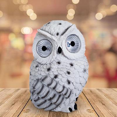 Owl Figurine Miniature Display Night Light Solar Lamp Art Works for Fairy Garden Office