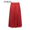 PORTS Women's Dirty Orange Pleated Midi Skirt