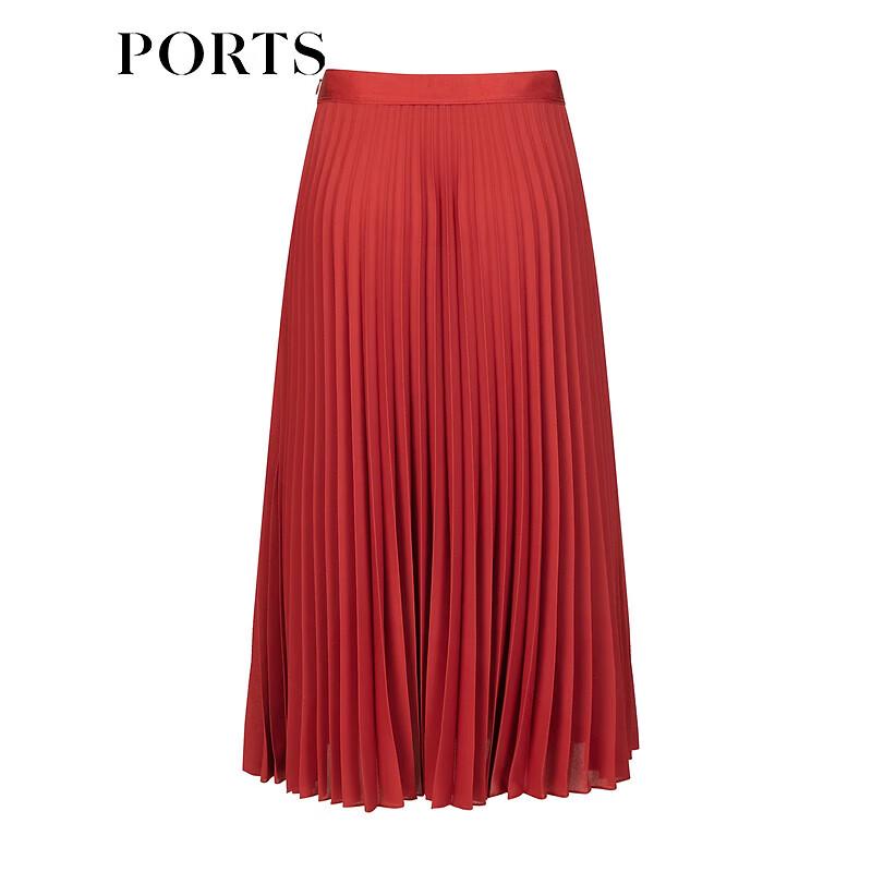 PORTS Women's Dirty Orange Pleated Midi Skirt