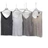 Spicy Girl Hot Diamond Collar Knitted Strap Top Women's Full Diamond Sparkling Unique Loose Western Style Versatile Top