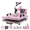 Heat Press Machine 15x15 In 8 In 1 with 30oz Tumbler Press T-Shirts Pink