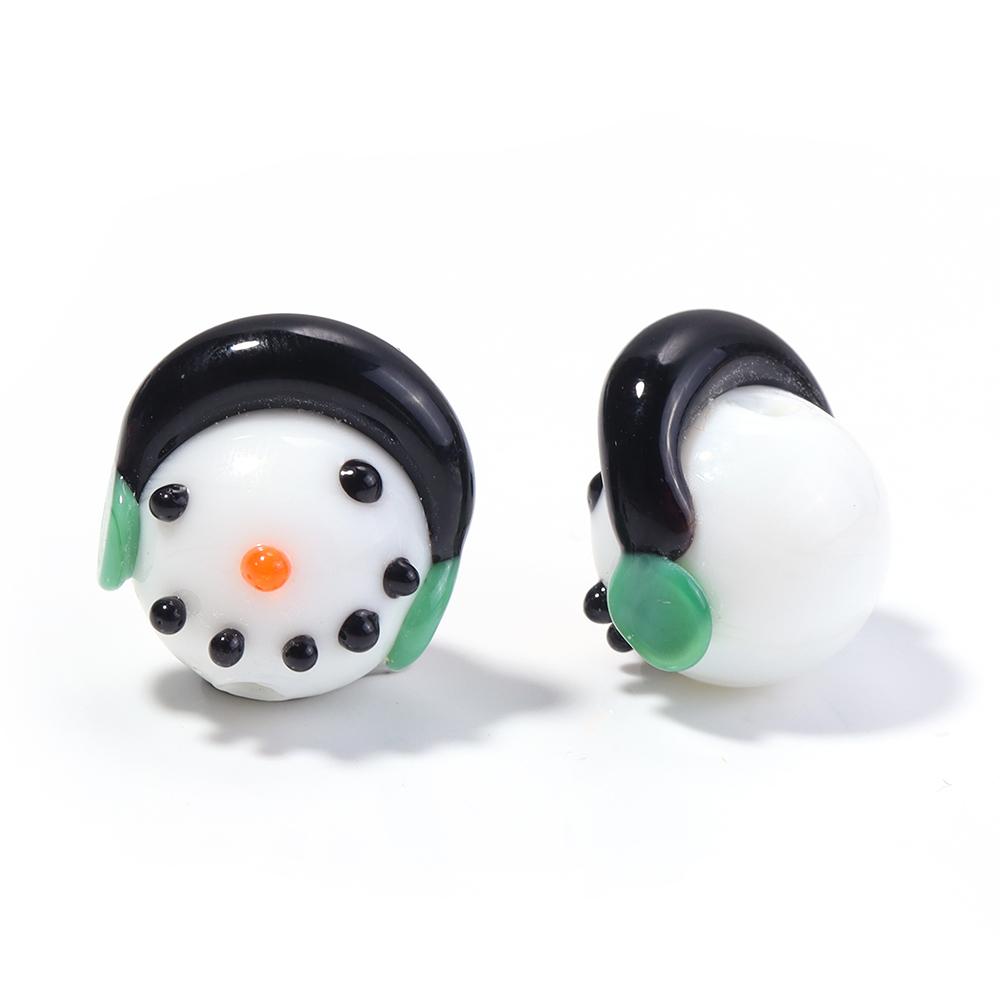 2pcs/lot Christmas Series Lampwork Beads Cute Santa Claus Snowman Xmas Tree Loose Glass Beads For DIY Jewelry Making Accessories