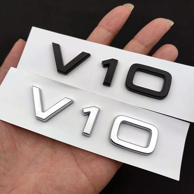 3d ABS Chroom Zwart V10 Logo Letters Auto Spatbord Zij Embleem Badge Decal Voor RS6 S6 C6 S8 R8 V10 Sticker Accessoires