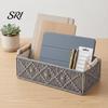 Neat Countertop Storage Box with Wooden Handles Large Capacity Basket Sturdy Frame Organizer Woven Design for Cosmetics And Sundries Space-saving