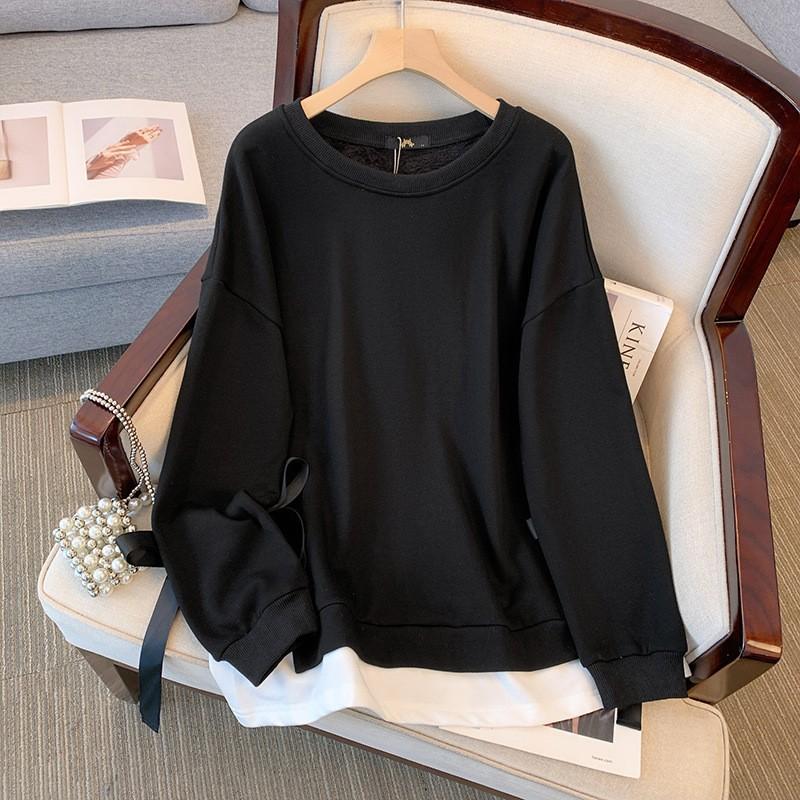 

Жіночі осінні худі великого розміру з флісом та товстим нішевим дизайном 6XL чорний