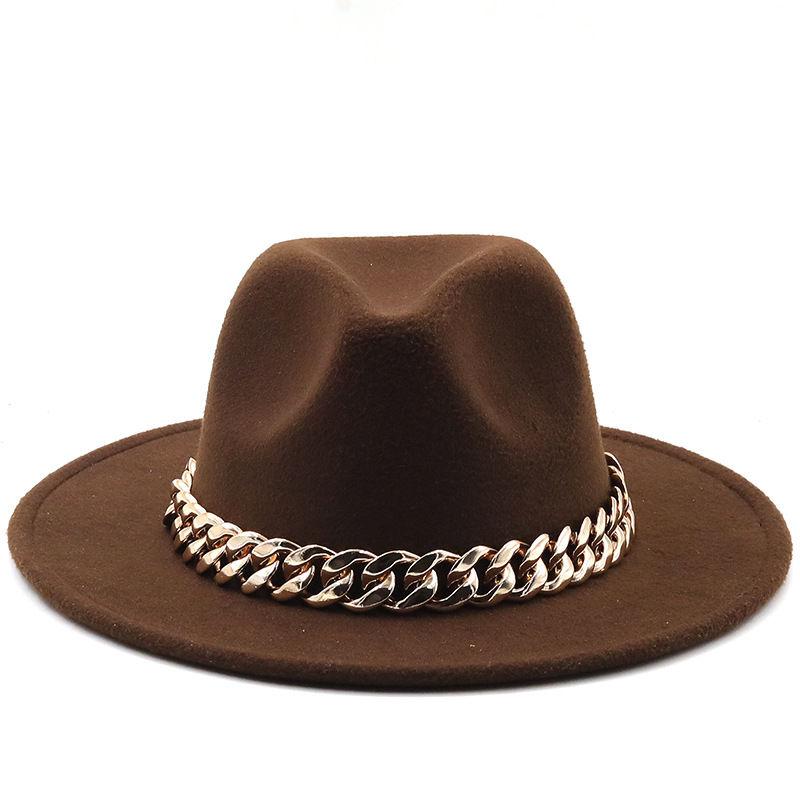 Winter Men's Woolen Jazz Hat New Large Eave Hat Fashionable Flat Brimmed Top Hat
