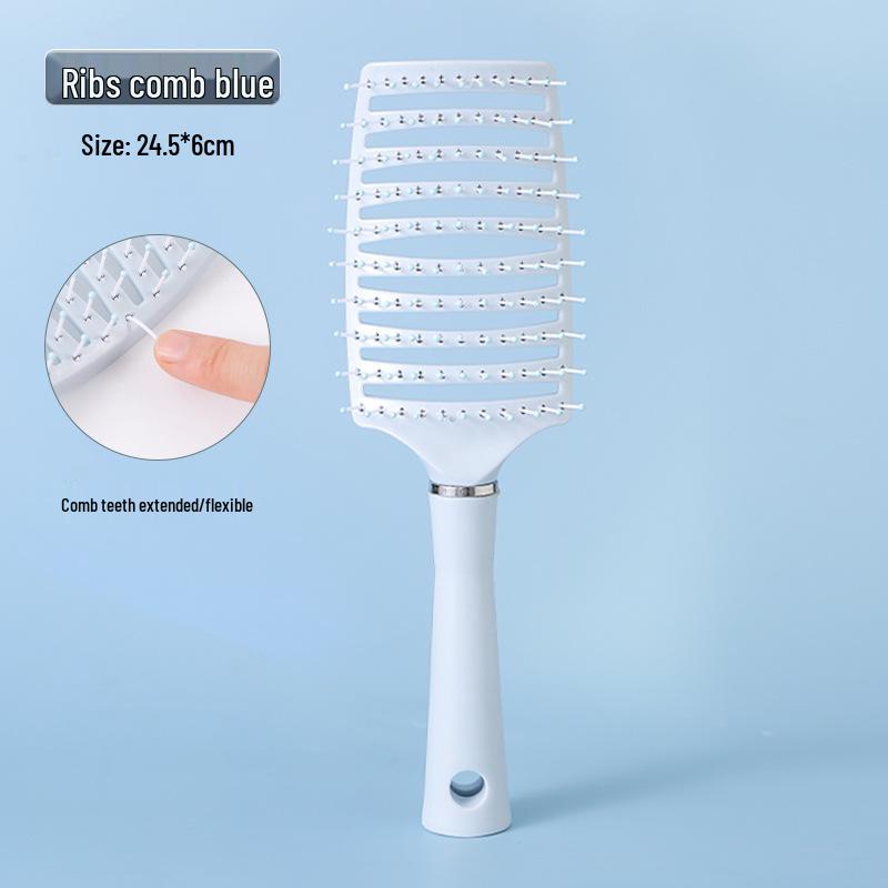 

Macaron Large Curved Hairbrush - Anti-Static Scalp Massage & Curling Comb синий