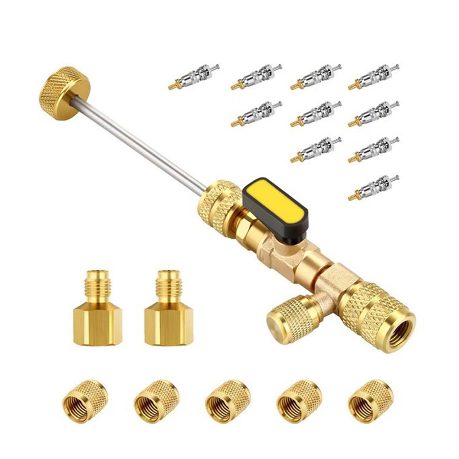 

Valve Core Remover Installer with Dual Size SAE 1/4 & 5/16 Port Air Conditioning Line Repair Tools for HVAC R32 R410A