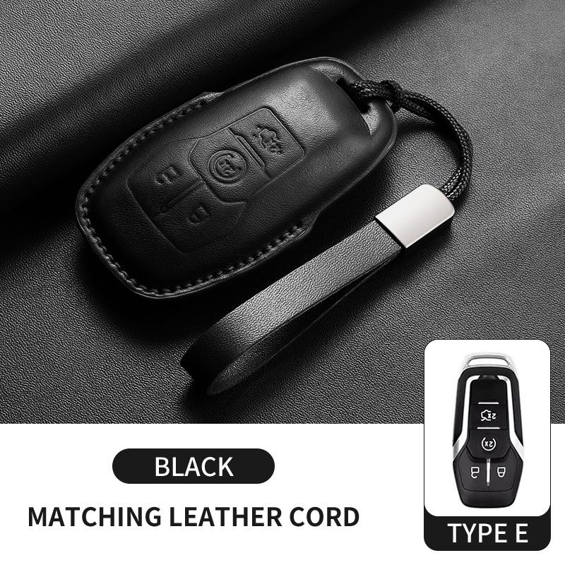 Leather Car Key Case Cover For Ford Focus Explorer Edge Mustang Fusion Mondeo Kuka Escape F250 F350 F450 F550 Galaxy Auto Parts