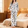 Damen Casual Mode Polka Dot Print Langarm Hosen Homewear Set