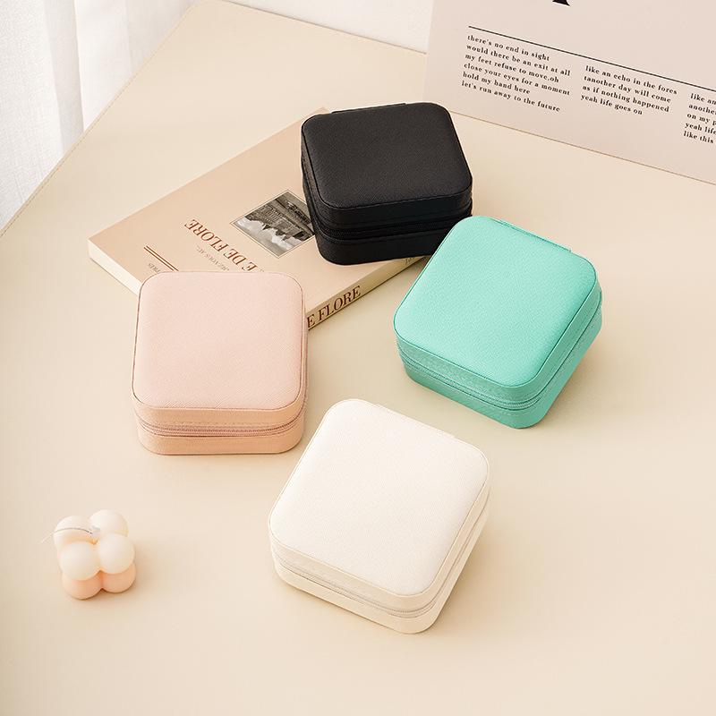 Compact Travel Jewelry Box for Necklaces & Earrings, Mini PU Storage Container