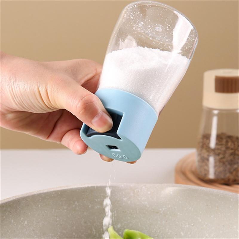 Salz- und Pfefferstreuer für die Küche, präziser, quantitativer Gewürzstreuer vom Push-Typ, Salzspender vom Presstyp, Gewürzspender, versiegelt