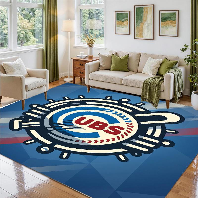 Chicago Cubs Design Crystal Velvet Rug Soft Decorative Mat for Bedroom Entrance