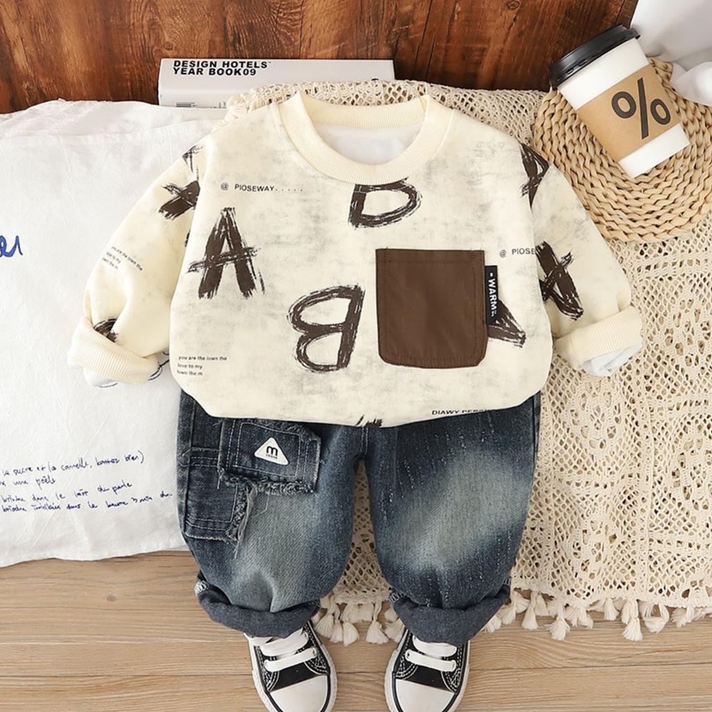 Kids Casual Long-Sleeve Set, Comfortable Daily Wear Outfits