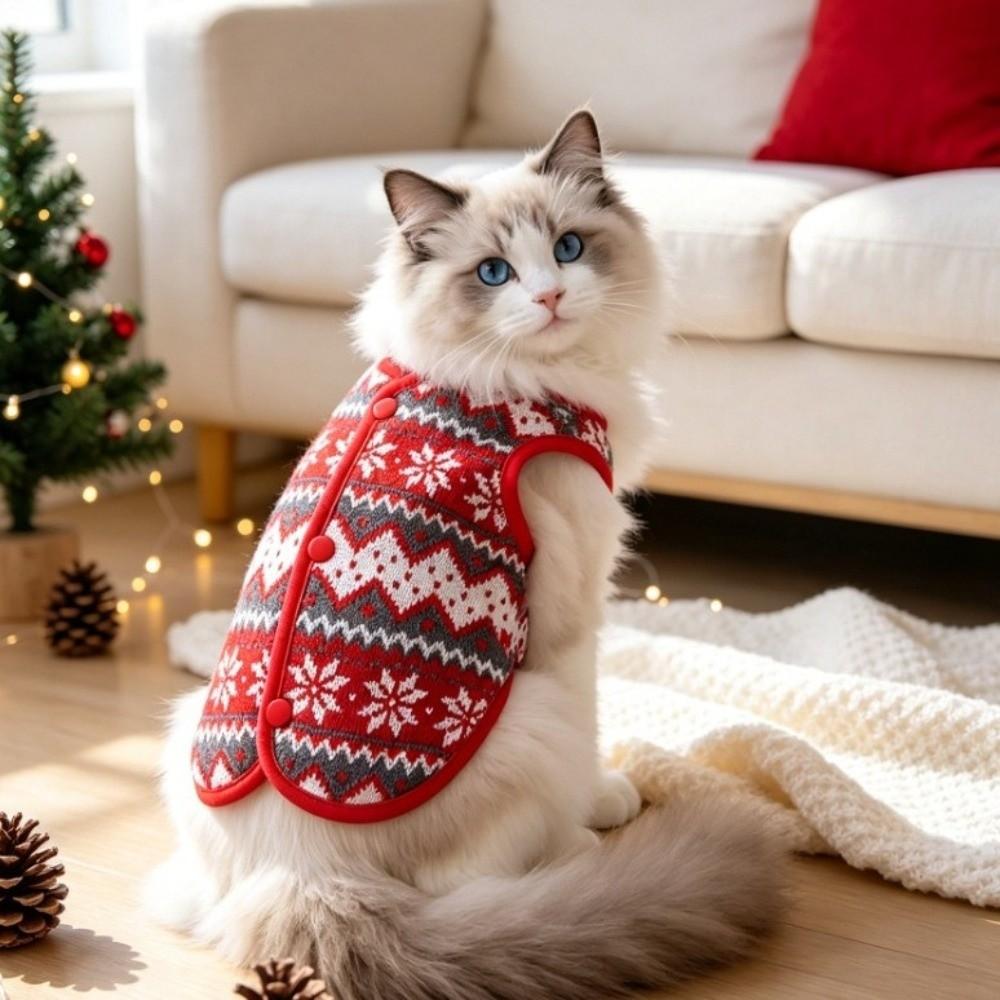 3D Bear Design Christmas Pet Knitted Vest Thickened Warm Dog Vest Jacket Winter Dog Coat Cat Dog