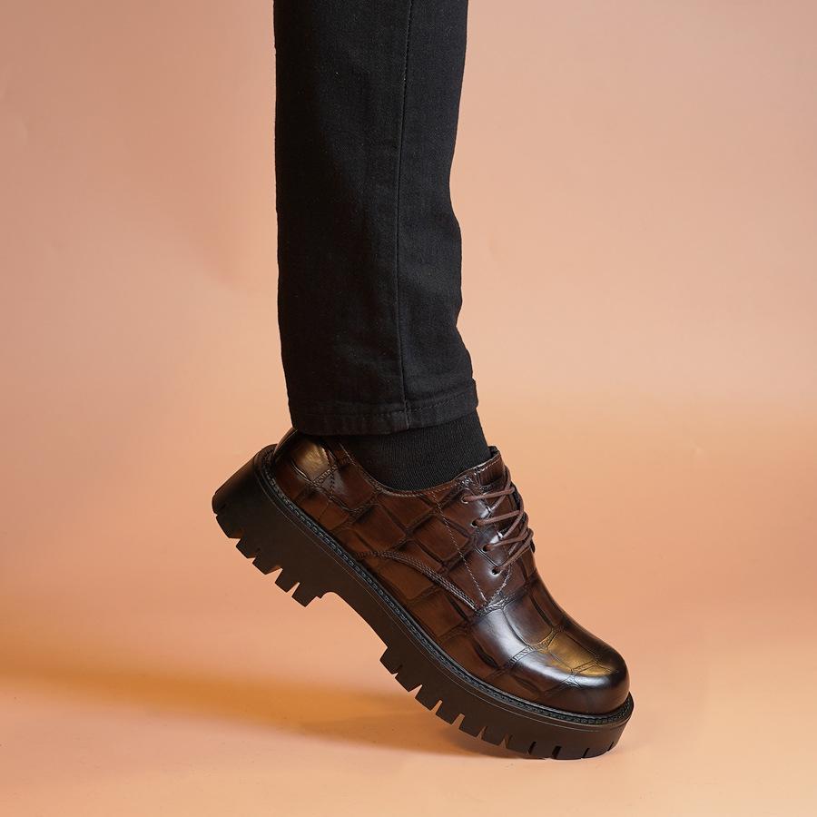 

Spring and autumn new men s shoes low-top big-head Martin boots casual tooling shoes trendy British style round head cowhide shoes 44 светло-коричневого