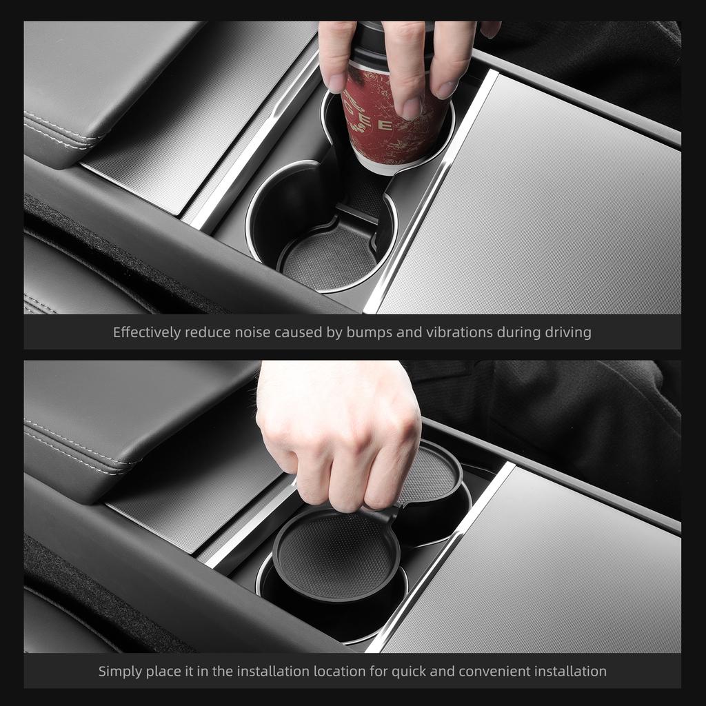 Smabee Center Console Cup Coaster for Tesla Model Y Launch 2025 Juniper Back Row Anti-Slip Cup Pad Accessories TPU BLACK
