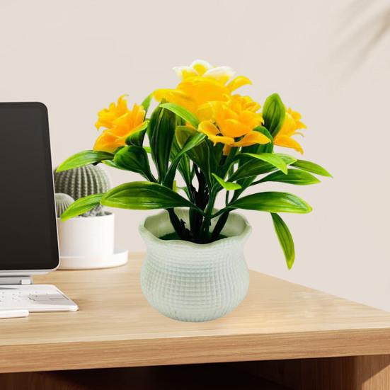 Artificial Potted Plants 5 Rose Flower Head Home Office Table Centerpiece Wedding