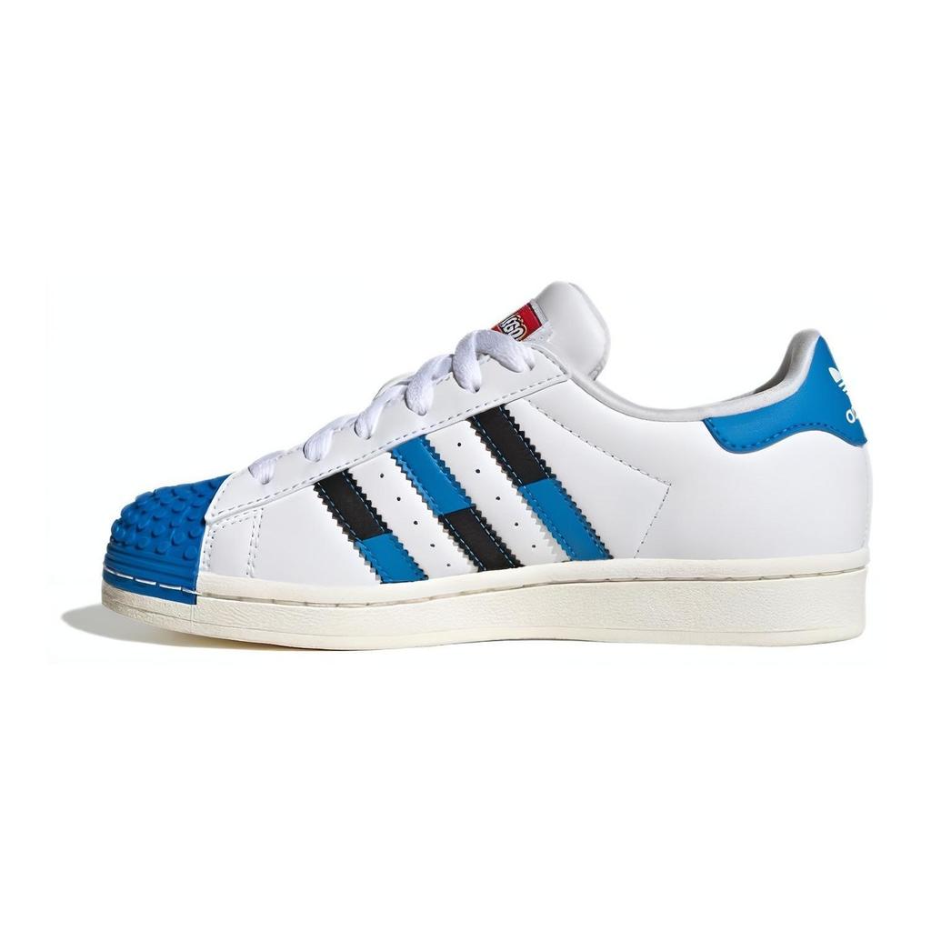 Adidas Lego X  Originals Superstar Comfortable Versatile Shock Absorbing Durable Low Top Kids Sneakers Kids Sneakers Black White Blue IF2909