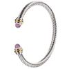 Women's Stainless Steel Wire Bracelet with Black/White Beads, Turquoise Crystals, and Pearl Accents