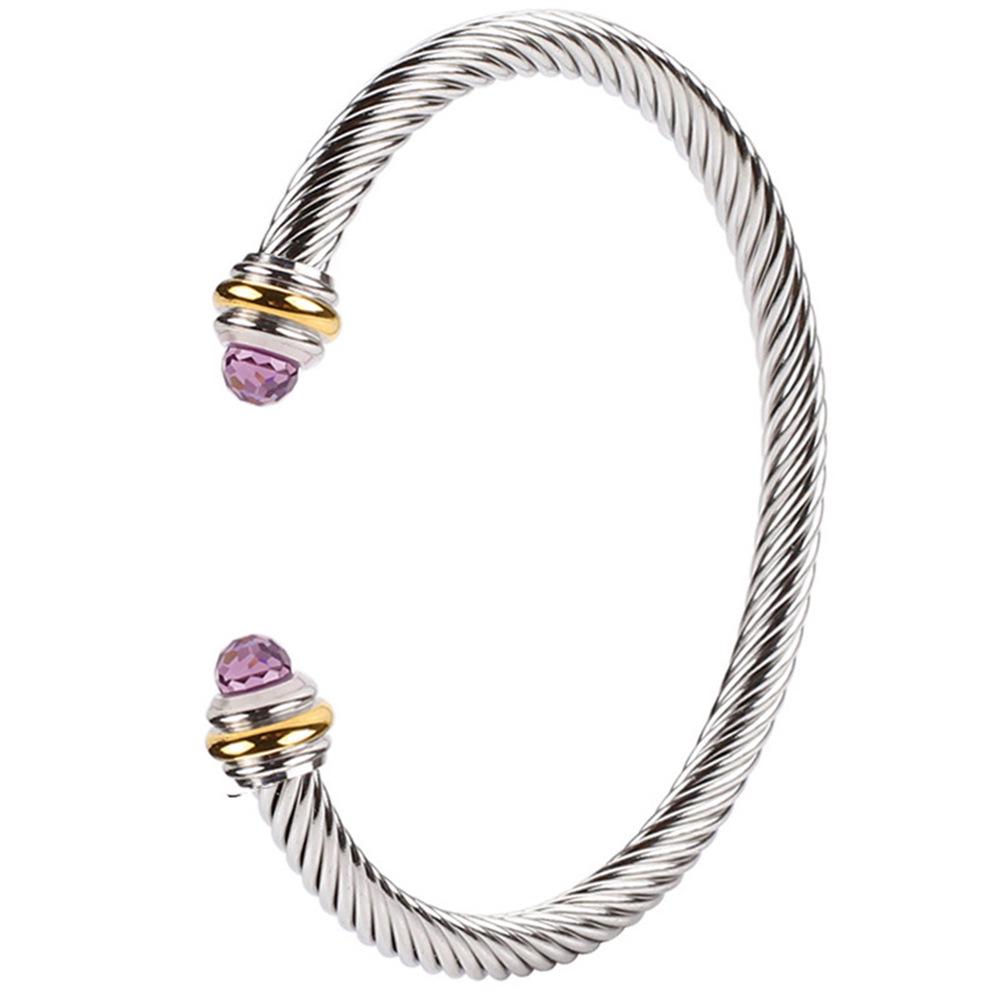 Women's Stainless Steel Wire Bracelet with Black/White Beads, Turquoise Crystals, and Pearl Accents