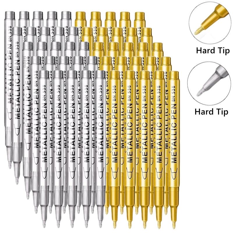 1/10/50Pcs Art Writing Gold Silver White Metallic Paint Pen Set Brush Tip Marker Pen Acrylic Paint Markers Stationery Supplies