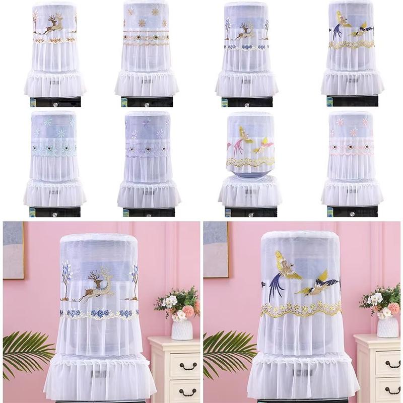 1Pc Barrel Dust Cover Universal Printed Reusable Bucket Sleeve Upper Dustproof Water Dispenser Cove Lace Embroidered