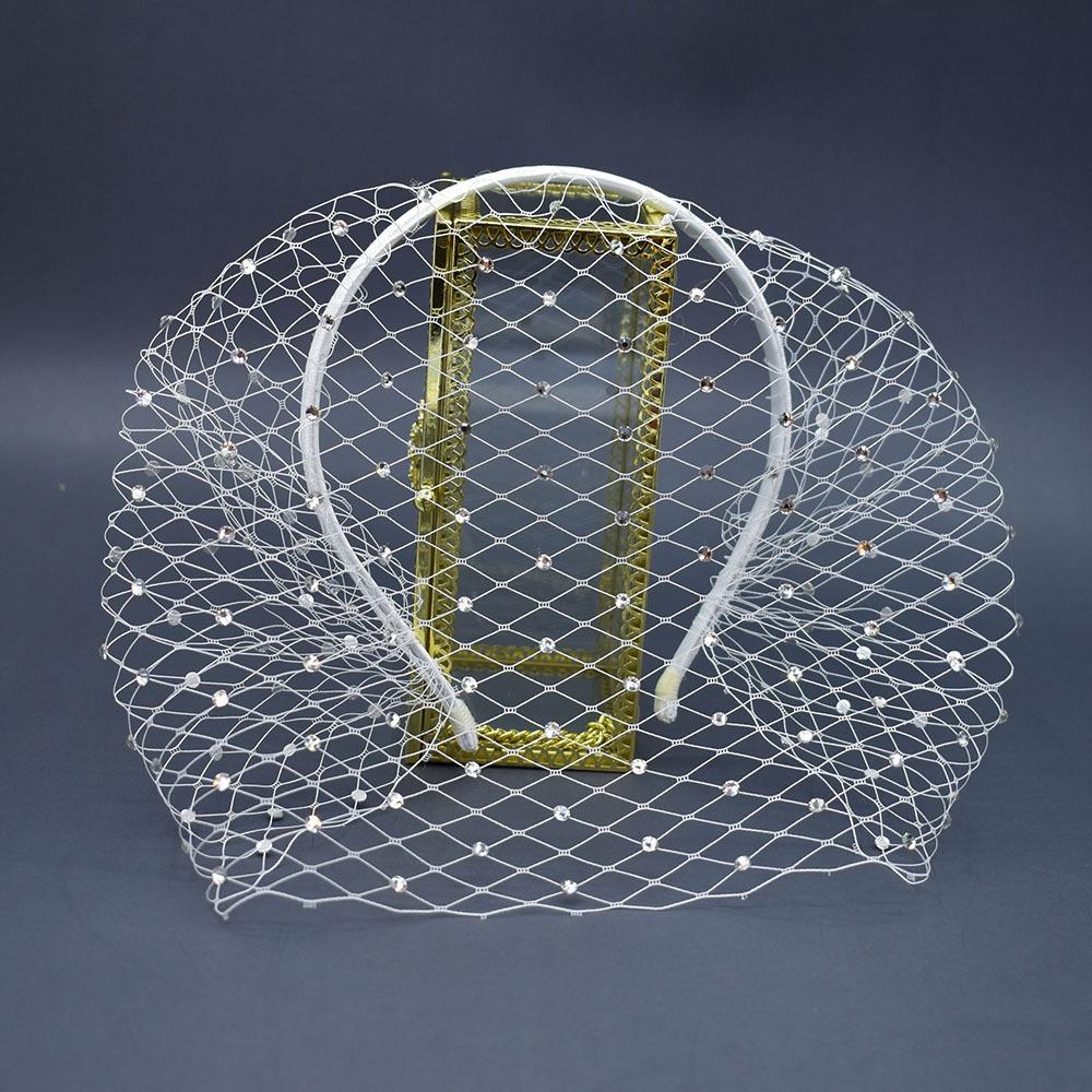 Elegant French Style Birdcage Veil Rhinestone Pearl Bridal Headwear Charm Shiny Bride Veils Women