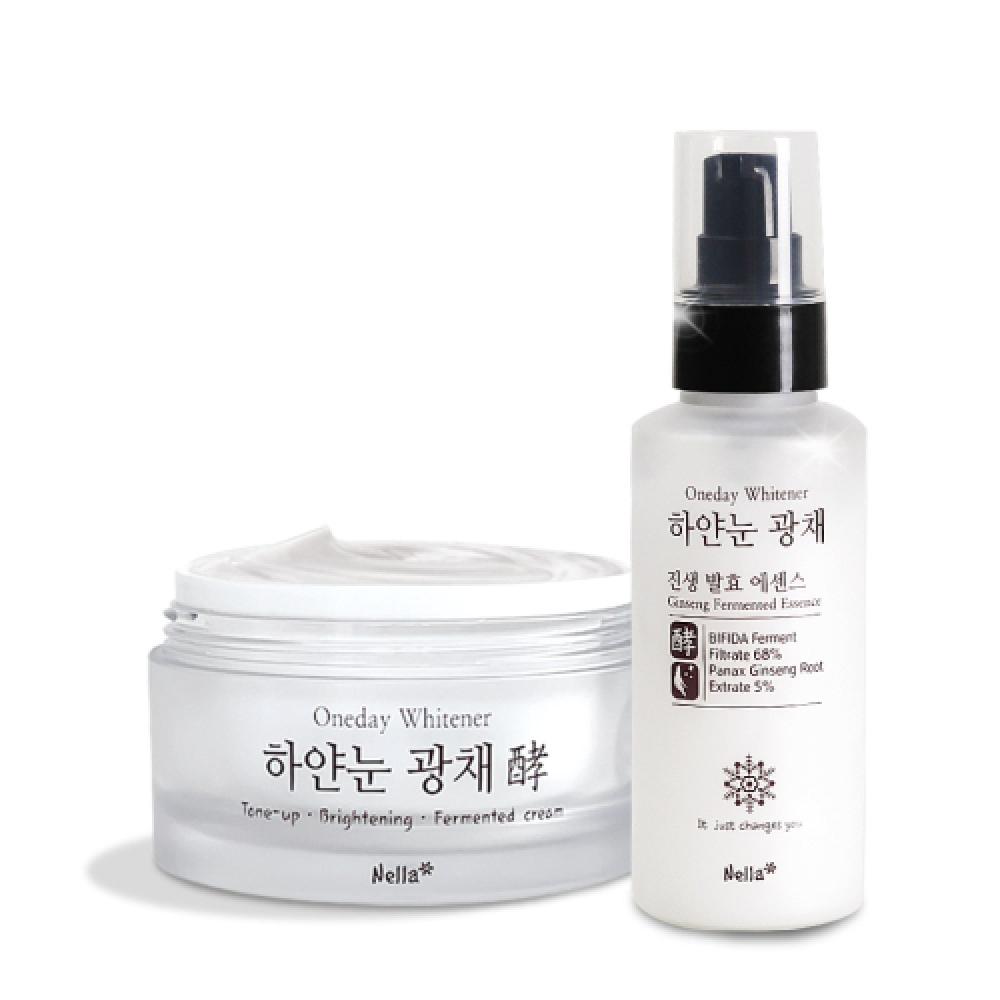 Nella White Eye Radiance Fermented Essence+tone Up Cream Basic Cosmetics 2 Piece Set NONE