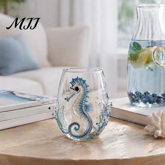 Bicchiere Creativo per Iniziare la Conversazione 12oz Tazza d'Acqua Polpo, Design in Rilievo, Tazza Dipinta a Mano in Stile Marino da Bere per Amanti dell'Oceano Bar di Casa