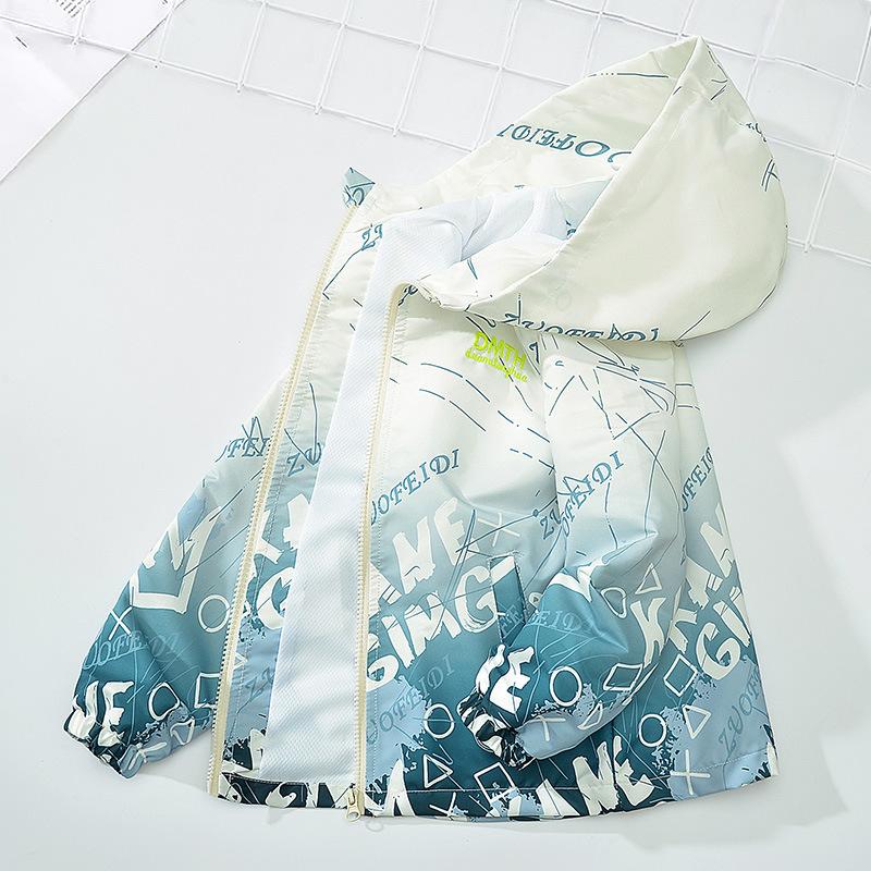 Boys Big Kids Hooded Thin Gradient Outdoor Windbreaker Jacket Children Outerwear