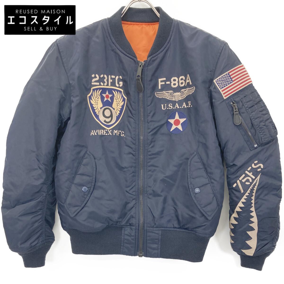 

AVIREX 6172151 Navy Flying Shark MA-1 Flight Jacket Jacket L NavyUsed