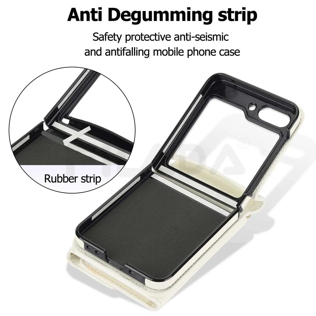 Mehrfarbiges mattes schlichtes Leder Multifunktionale Kartenhülle für Motorola Razr 40 Ultra Hülle mit Schlüsselband Stoßfeste Hülle Zubehör