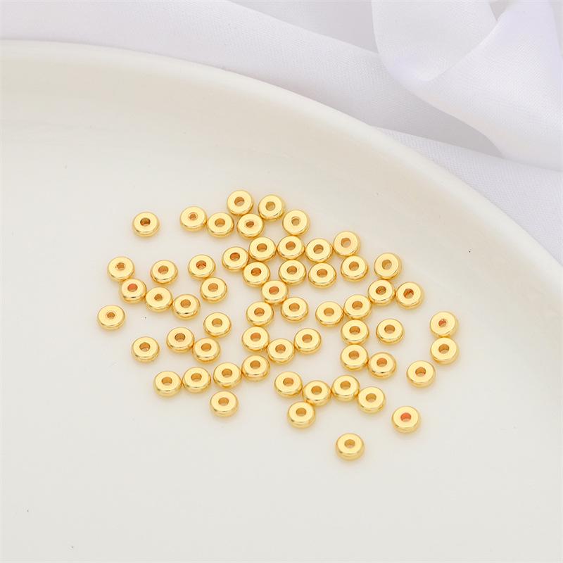 14K Gold-Plated Silver Tone Beads: Thick Spacer & Flat Loose Beads for DIY Jewelry and Bracelets