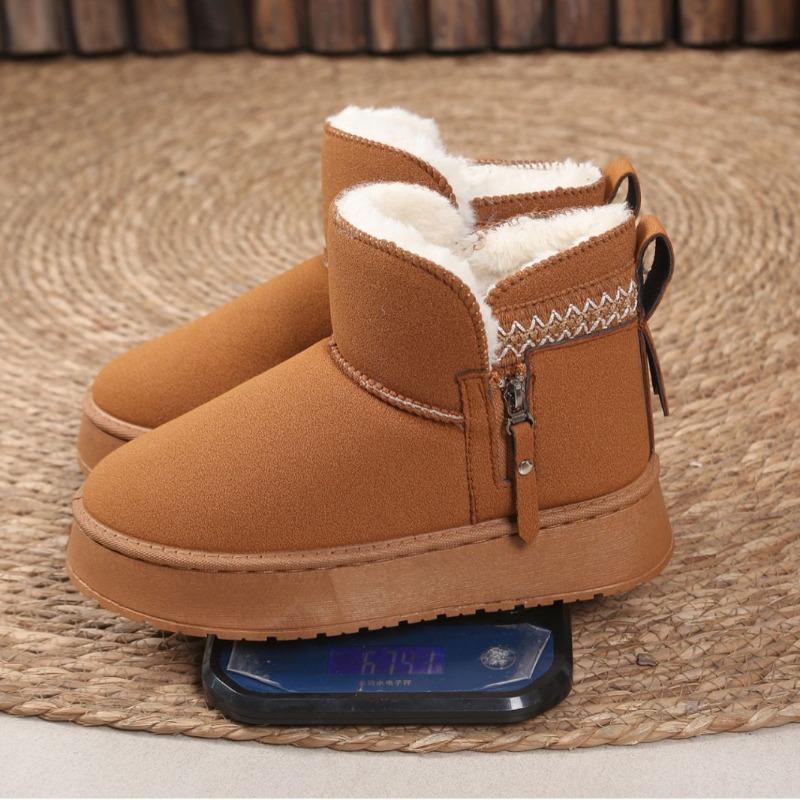 Damskie Szerokie Platformowe Buty Zimowe, Zimowe Botki z Pluszową Podszewką, Pogrubione Ciepłe Botki dla Kobiet