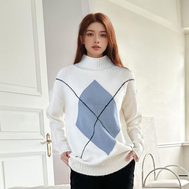 Street Standard [Stsd] Half Turtleneck Loose Fit Knit Wh White/M