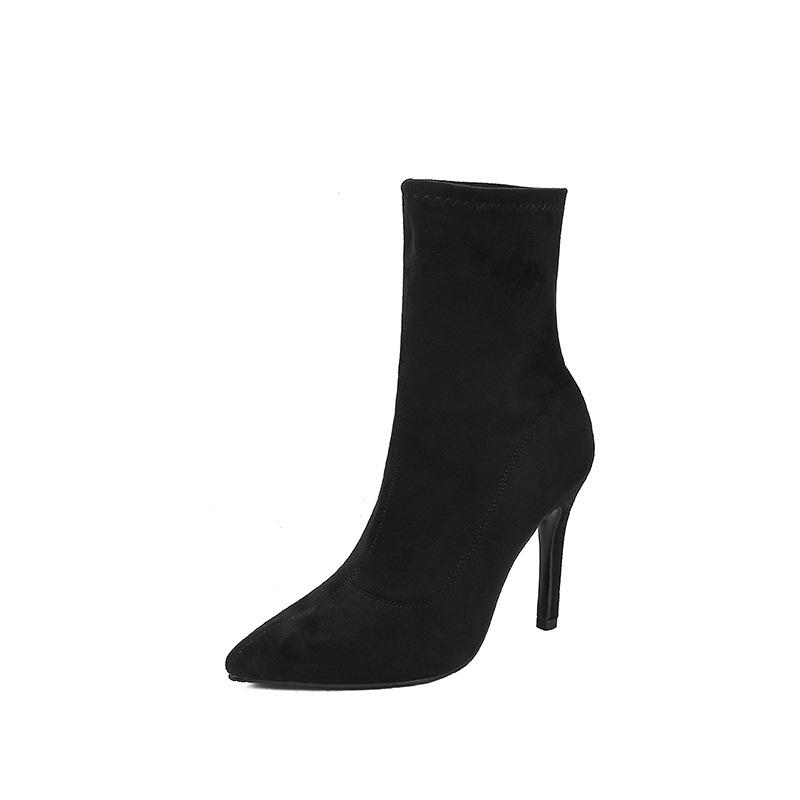 Neue Herbst- und Winter-Sockenstiefel, kurze Stiefel, kleine hohe Absätze, Damenschuhe, Martin-Stiefel, dünner dicker Absatz, vielseitige Frühlings- und Herbst-Einzelstiefel