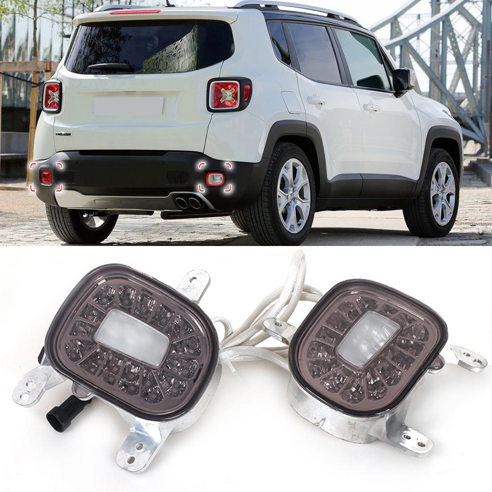 LED Red Rear Bumper Reflectors Rear Fog Tail Lamps White Backup Reverse Lights For Jeep Renegade 2015 2016 2017 2018 2019