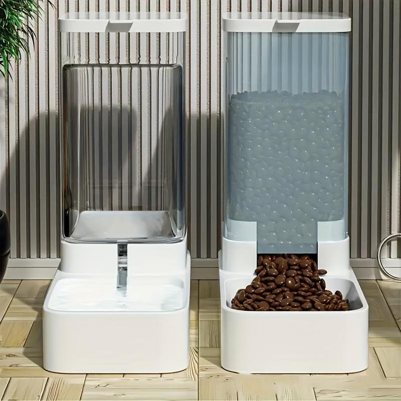 Plastic automatic cat and dog feeders and water dispensers, gravity cat and dog food and water dispenser sets, non-electrical