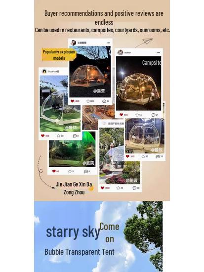 Transparent Spherical Outdoor Tent: Starry Sky Bubble House, Windproof & Warm Sunroom for Dining or Camping, Mongolian Yurt Design.