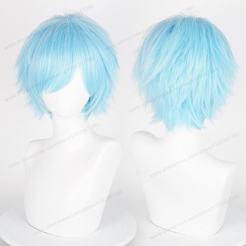 Anime 30cm Short Straight Cosplay Wig Black White Green Brown Purple Blue Gray Red Gold Man Women Heat Resistant Synthetic Hair