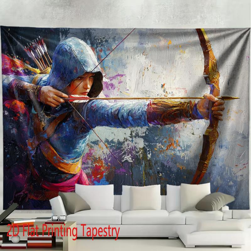 Large Asian Warrior Archer Tapestry Print Wall Hanging Mural Decor 180x280cm Anime Fantasy Art Room Decoration